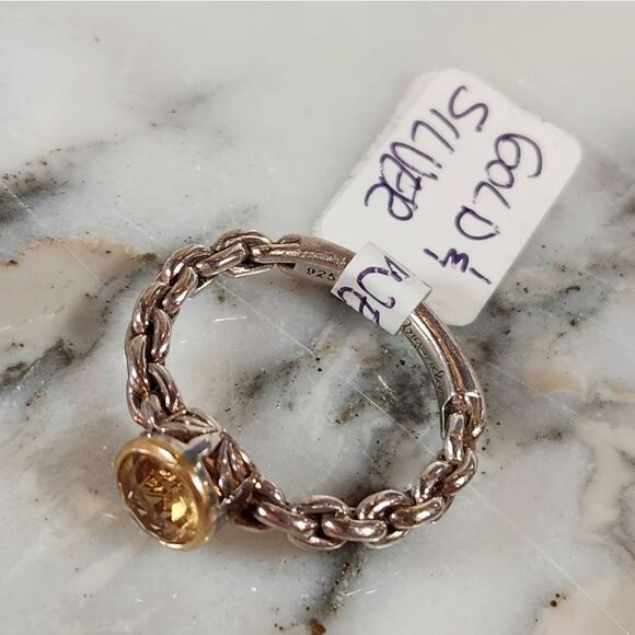 LIKE NEW  Argendor Sterling Silver & 24kt Gold Citrine Rope Chain Band - Picture 4 of 5